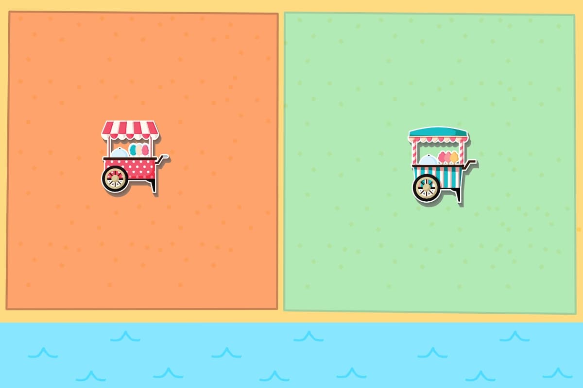Illustration of Nash equilibrium with two ice cream vendors on a beach