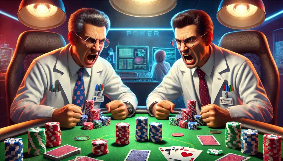 Two angry scientists playing poker