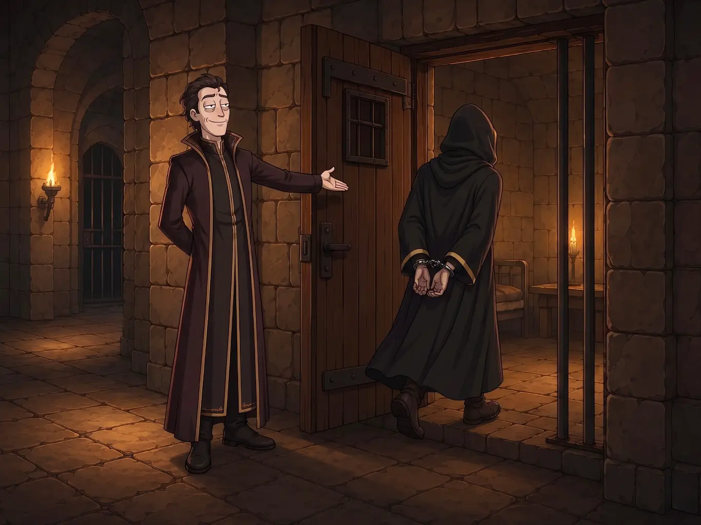 End of a tour in a prison, with a hint at the Book of the Game found in the North.