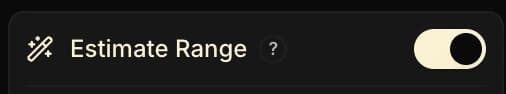 Toggle Estimer la range au milieu de la sidebar, visible quand une range Fish ou Reg est affichée.