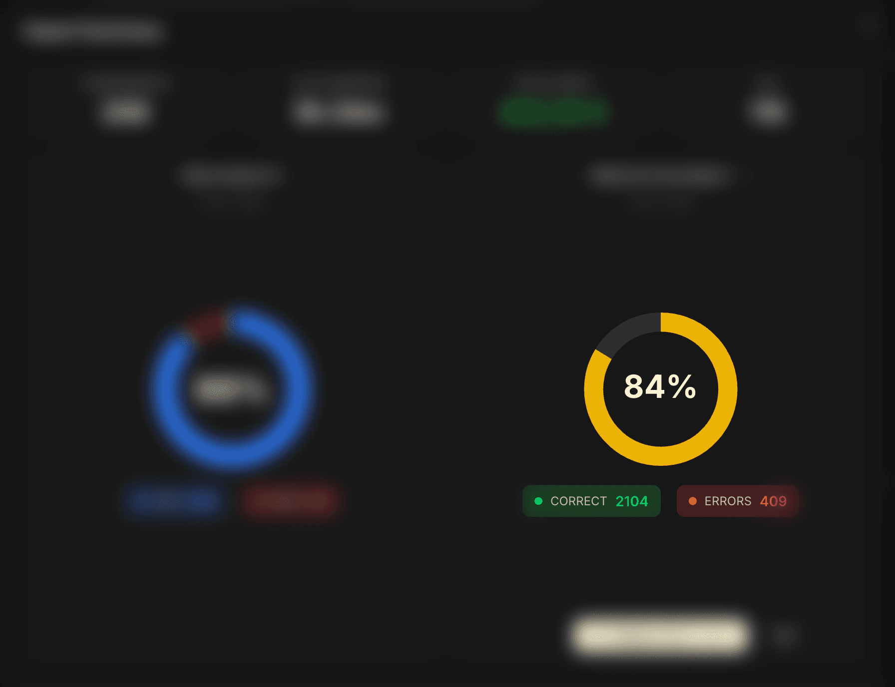 Vue résumée du panneau Précision Préflop dans le modal d'import : le donut, le score global au centre et les deux badges Correct / Erreurs sont mis en évidence, le reste du modal est flouté.