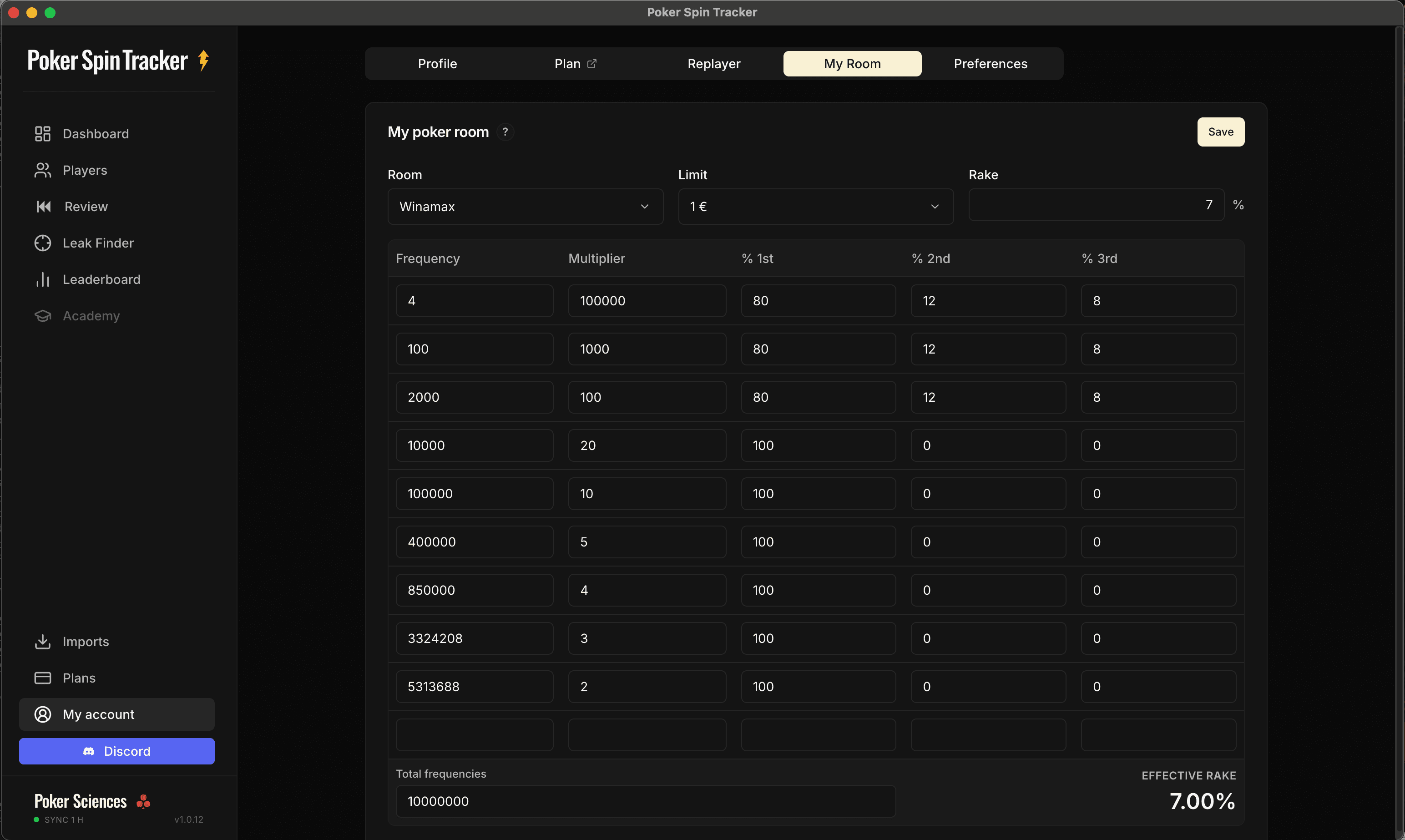 Room configuration page
