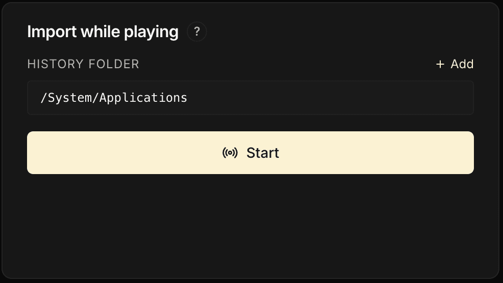 Zone d'import live du tracker