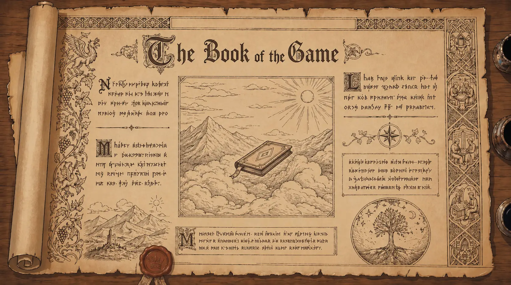 Un antiguo pergamino que evoca El Libro del Juego.