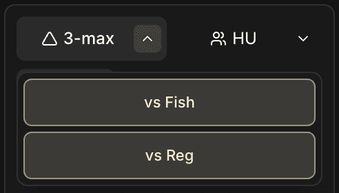 Sélecteur de format de table 3-max ou HU et profil adverse vs Fish ou vs Reg.