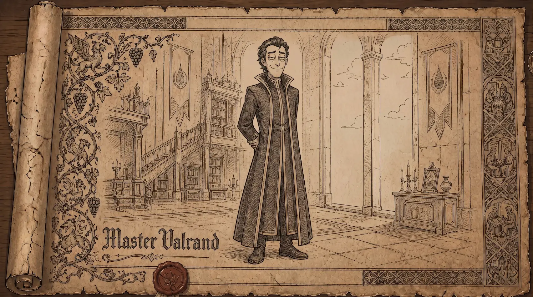 Portrait narratif de Maître Valrand.
