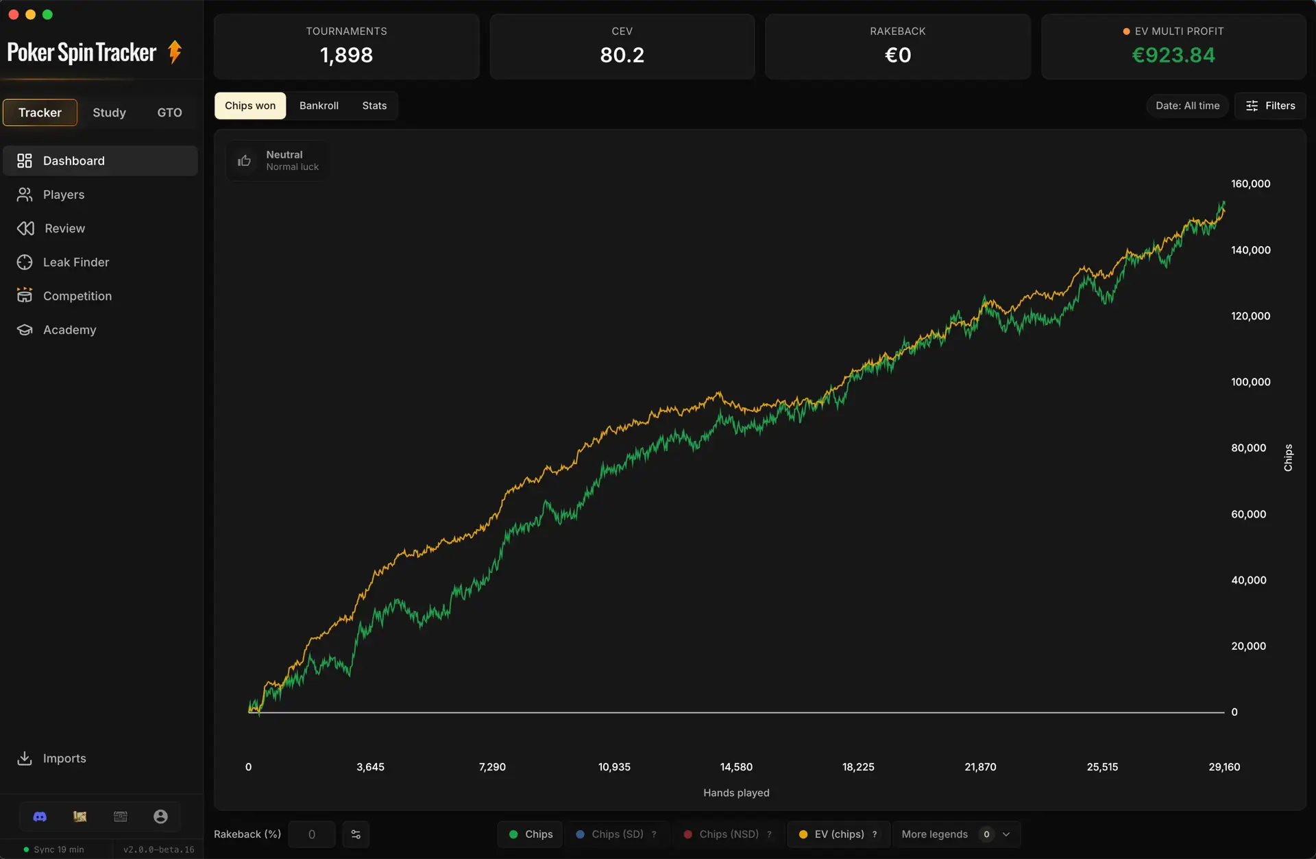 La sidebar de Poker Spin Tracker
