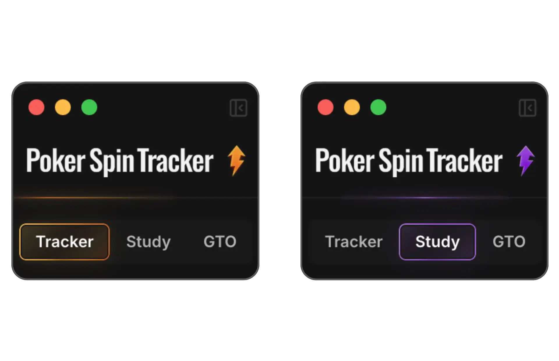 Comparison of the Tracker and Study views of Poker Spin Tracker